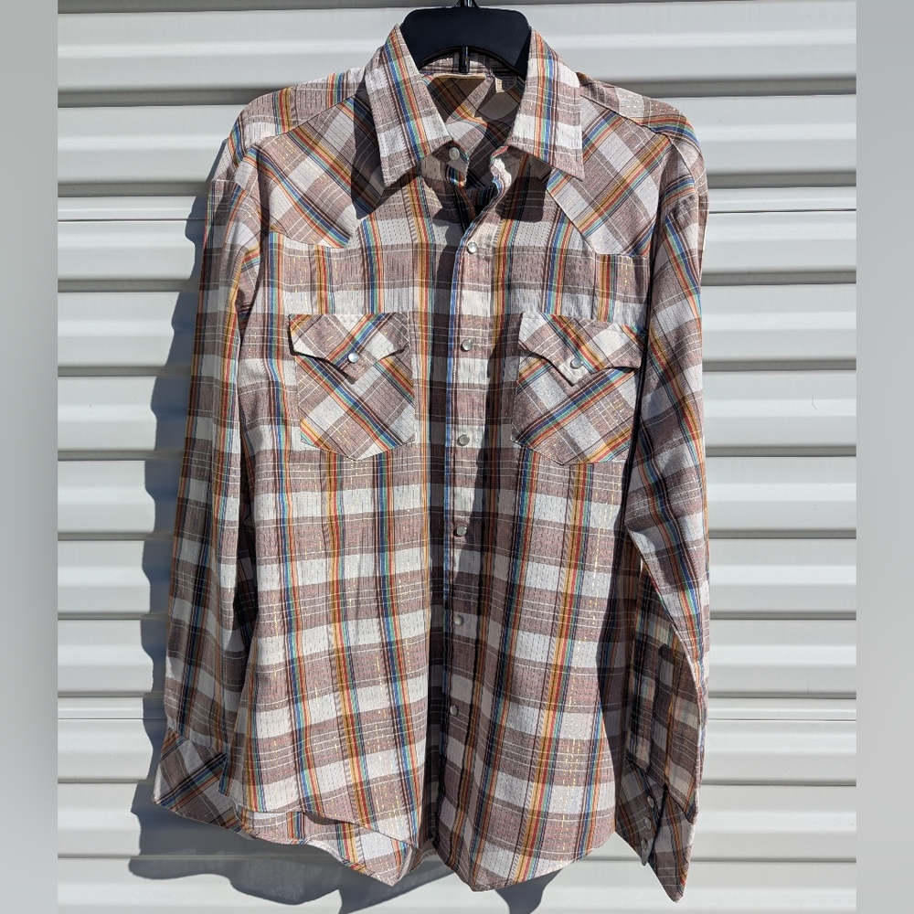 P.J. Western Wear by Mareh lightweight rainbow plaid with metallic threads
